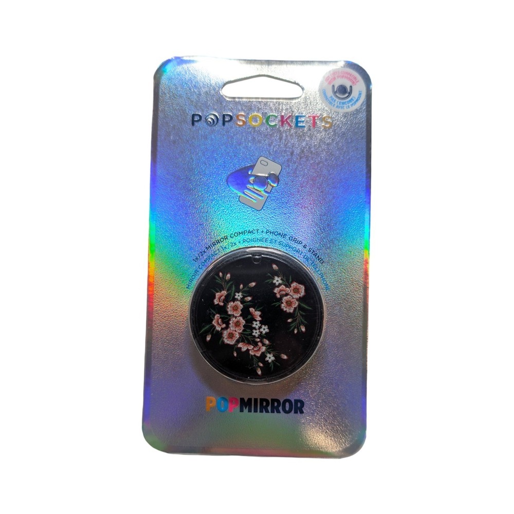 Gg5-N PopSockets PopMirror Pop Grip/Stand + Mirror Compact Black/Pink Blossom